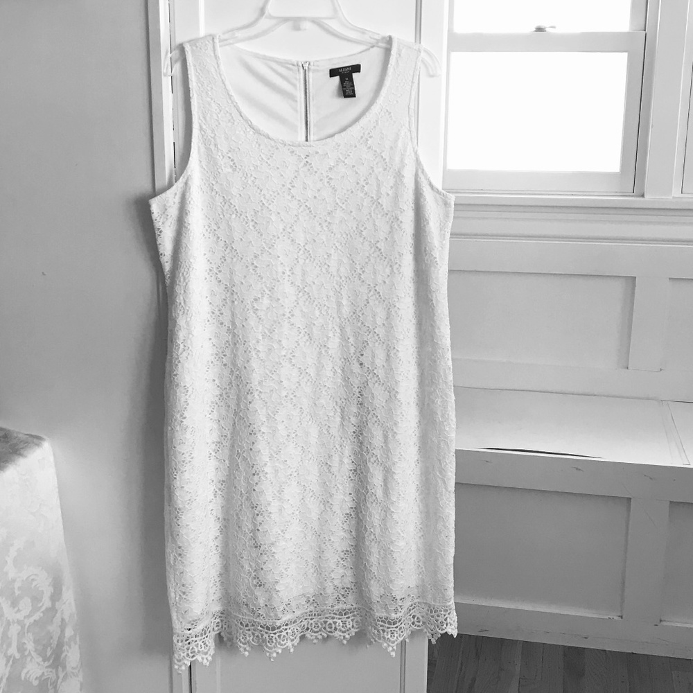 ALFANI White Lace Midi Dress Sleeveless Women’s Plus Size 1X EUC
